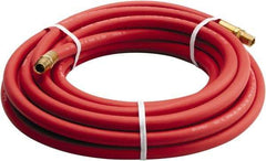 Parker - 3/8" ID x 0.656" OD 50' Long Multipurpose Air Hose - MNPT x MNPT Ends, 200 Working psi, -40 to 212°F, 1/4" Fitting, Red - Caliber Tooling