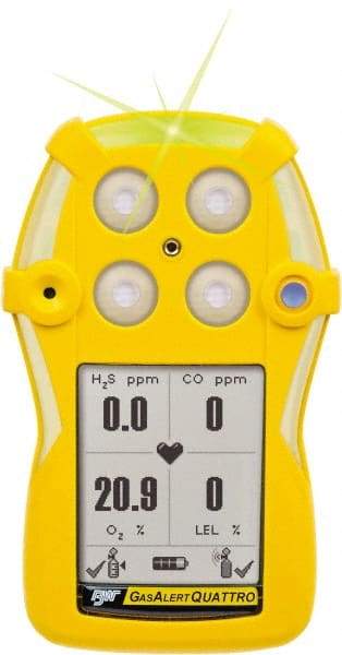 BW Technologies by Honeywell - Visual, Vibration & Audible Alarm, LCD Display, Multi-Gas Detector - Monitors Oxygen & Hydrogen Sulfide, -20 to 50°C Working Temp - Caliber Tooling