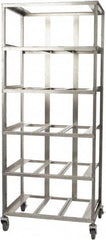 Marlin Steel Wire Products - 21-21/32" Wide x 28-1/2" Long x 12-1/4" High Storage Rack Cart - 5 Shelf, 5 Slot, Stainless Steel, 4 Swivel Casters - Caliber Tooling