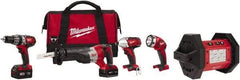 Milwaukee Tool - 18 Volt Cordless Tool Combination Kit - Includes 1/2" Hammer Drill, 1/4" Hex Impact Driver & Sawzall Reciprocating Saw, Lithium-Ion Battery Included - Caliber Tooling