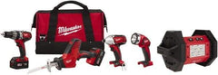 Milwaukee Tool - 18 Volt Cordless Tool Combination Kit - Includes 1/2" Hammer Drill, 1/4" Hex Impact Driver & One-Handed Hackzall Reciprocating Saw, Lithium-Ion Battery Included - Caliber Tooling