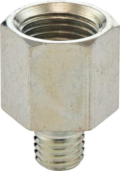 Umeta - Straight Head Angle, 1/4-28 PTF Steel Grease Fitting Adapter - 1/2" Hex, 3/4" Overall Height, Zinc Plated Finish - Caliber Tooling