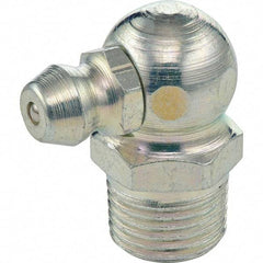 Umeta - 90° Head Angle, 1/8 PTF Stainless Steel Standard Grease Fitting - 7/16" Hex, 7/8" Overall Height - Caliber Tooling