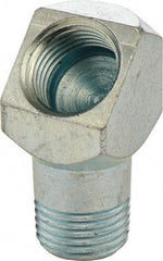 Umeta - 45° Head Angle, 1/8 PTF Steel Grease Fitting Adapter - 1/2" Hex, 1" Overall Height, Zinc Plated Finish - Caliber Tooling