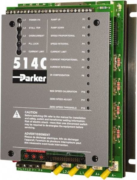 Parker - Single Phase, 110-480V +/-10% Volt, 1-1/2 hp, Analog Isolated Converter - 3-1/2" Wide x 6.3" Deep x 9" High, IP00 - Caliber Tooling