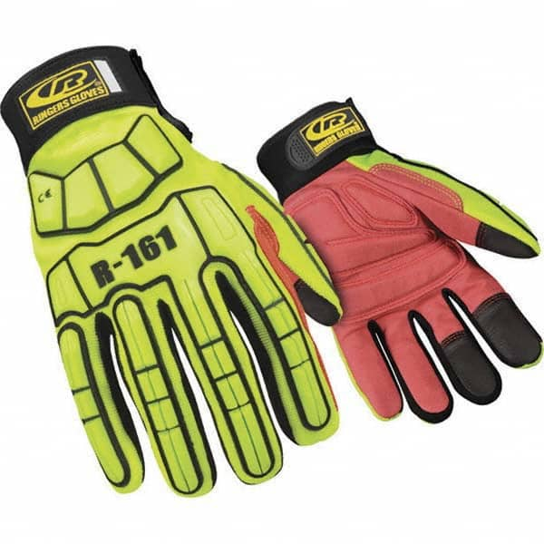 Ringers Gloves - Size L (10) Spandex High Visibility Work Gloves - Caliber Tooling