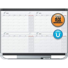 Quartet - 36" High x 48" Wide Magnetic Dry Erase Calendar - Fiberboard Frame, Includes Accessory Tray/Rail, Dry-Erase Marker & Mounting Kit - Caliber Tooling