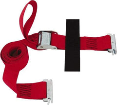 Snap-Loc - 8' Long x 2" Wide, 3,000 Lb Basket Capacity, Polyester & Steel Web Sling - 2" Diam Chain, Red, with Cambuckle Tie Down - Caliber Tooling