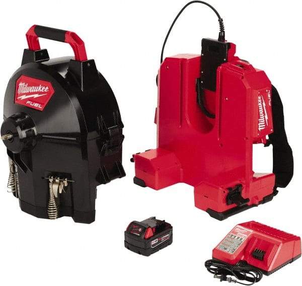 Milwaukee Tool - 18V Battery Battery Drain Cleaning Machine - For 1-1/4" to 4" Pipe, 50' Cable - Caliber Tooling