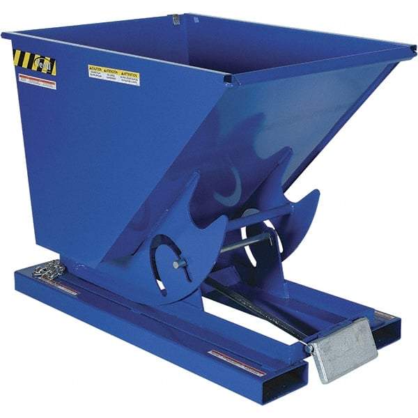 Vestil - 2,000 Lb Load Capacity, 1/2 Cu. Yd Cu Yd, Steel Self-Dumping Hopper - 33-11/16" Wide x 51-3/4" Long x 38" High, Blue - Caliber Tooling