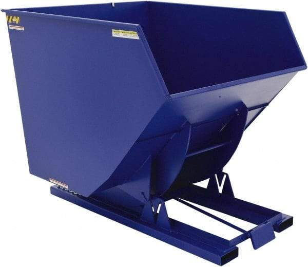 Vestil - 6,000 Lb Load Capacity, 4 Cu Yd, Steel Self-Dumping Hopper - 64" Wide x 79-3/8" Long x 64-3/8" High, Blue - Caliber Tooling