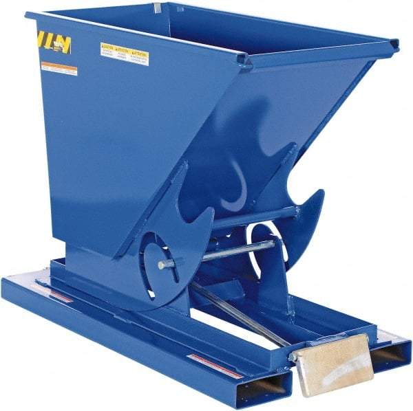 Vestil - 2,000 Lb Load Capacity, 1/3 Cu Yd, Steel Self-Dumping Hopper - 26" Wide x 51-7/8" Long x 38" High, Blue - Caliber Tooling