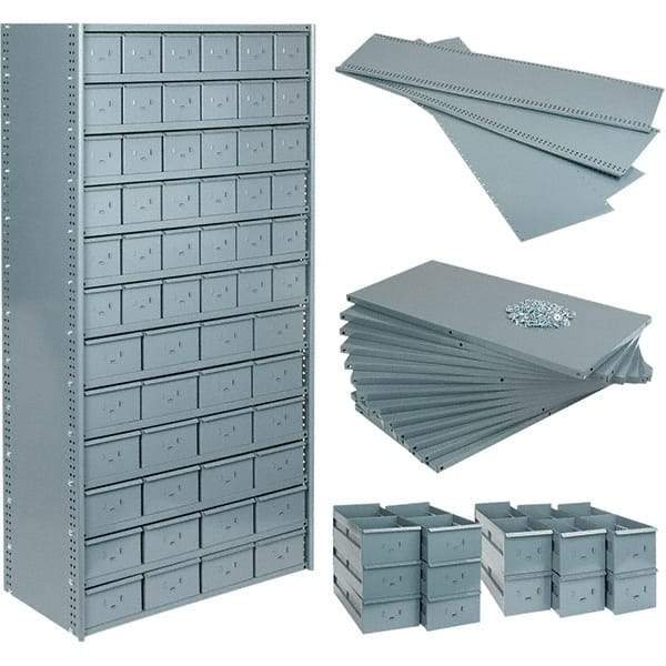 Value Collection - 35.8" Wide, 1 High, Open Shelving Accessory/Component - 21 Gauge Steel, Powder Coat Finish, Use with Bins/Totes - Caliber Tooling