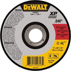 DeWALT - 5" Ceramic Cutoff Wheel - 0.04" Thick, 7/8" Arbor, 12,200 Max RPM, Use with Angle Grinders - Caliber Tooling