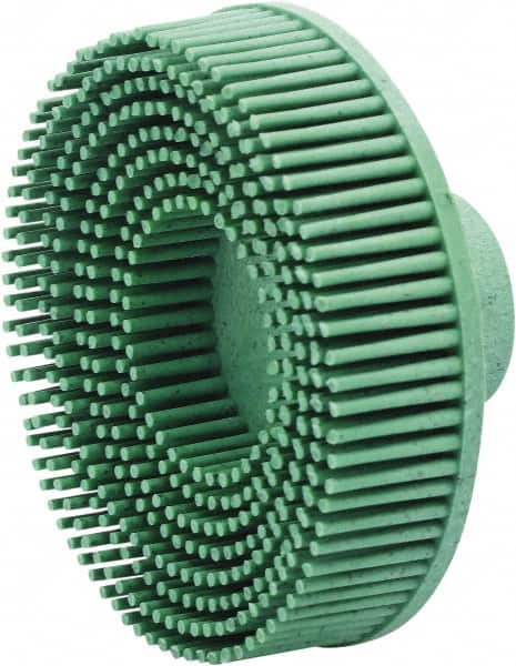Value Collection - 3" 50 Grit Ceramic Straight Disc Brush - Threaded Hole Connector, 5/8" Trim Length, 1/4-20 Threaded Arbor Hole - Caliber Tooling