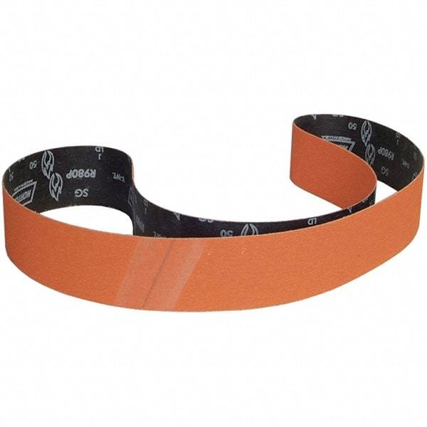 Norton - 4" Wide x 132" OAL, 36 Grit, Ceramic Abrasive Belt - Ceramic, Coated, Y Weighted Cloth Backing - Caliber Tooling