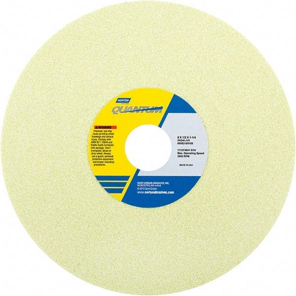 Norton - 8" Diam x 1-1/4" Hole x 1/2" Thick, J Hardness, 60 Grit Surface Grinding Wheel - Ceramic, Type 1, Medium Grade, 3,600 Max RPM - Caliber Tooling