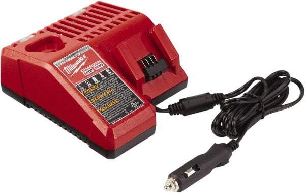 Milwaukee Tool - 12 & 18 Volt, 1 Battery Lithium-Ion Power Tool Charger - 3 hr to Charge, Vehicle Outlet Power Source - Caliber Tooling