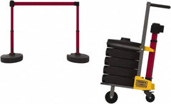 Banner Stakes - 42-1/2" High Plastic Pedestrian Barrier - 15' Long Rope - Caliber Tooling