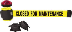 Banner Stakes - 7" High x 30' Long x 2" Wide Magnetic Wall Mount Barrier - Plastic & Polyester, Matte Finish, Yellow, Used As Is - Caliber Tooling