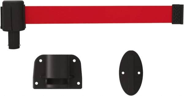 Banner Stakes - 6.61" High x 15' Long x 2" Wide Wall Mount Barrier - Plastic & Polyester, Matte Finish, Red, Used As Is - Caliber Tooling