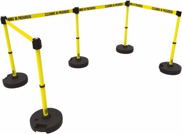 Banner Stakes - 42" High Plastic Pedestrian Barrier - 15' Long Rope - Caliber Tooling