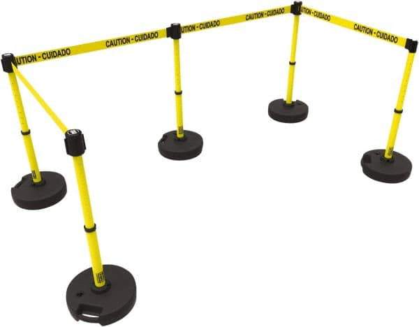 Banner Stakes - 42" High Plastic Pedestrian Barrier - 15' Long Rope - Caliber Tooling