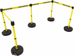 Banner Stakes - 42" High Plastic Pedestrian Barrier - 15' Long Rope - Caliber Tooling