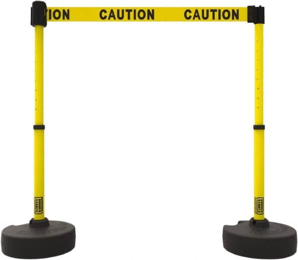 Banner Stakes - 42" High Plastic Pedestrian Barrier - 15' Long Rope - Caliber Tooling