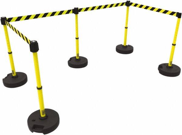 Banner Stakes - 42" High Plastic Pedestrian Barrier - 15' Long Rope - Caliber Tooling