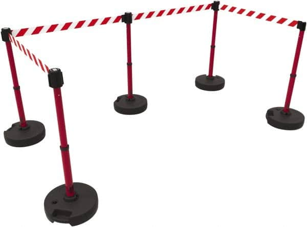 Banner Stakes - 42" High Plastic Pedestrian Barrier - 15' Long Rope - Caliber Tooling