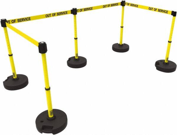 Banner Stakes - 42" High Plastic Pedestrian Barrier - 15' Long Rope - Caliber Tooling