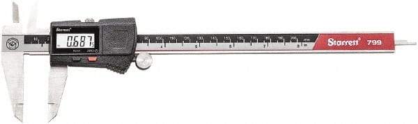 Starrett - 0 to 8" Range 0.0005" Resolution, Electronic Caliper - Stainless Steel with 1-1/2" Stainless Steel Jaws - Caliber Tooling