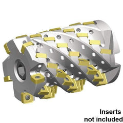 Kennametal - 40 Inserts, 3" Cut Diam, 1-1/4" Arbor Diam, 3.053" Max Depth of Cut, Indexable Square-Shoulder Face Mill - 0° Lead Angle, 3-1/2" High, SNHJ1206.. Insert Compatibility, Through Coolant, Series HARVI Ultra 8X - Caliber Tooling