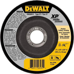 DeWALT - 5" Wheel Diam, 1/8" Wheel Thickness, 5/8" Arbor Hole, Type 27 Depressed Center Wheel - Fine/Coarse Grade, Ceramic, 12,200 Max RPM - Caliber Tooling