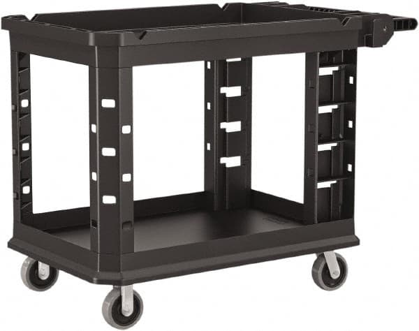 Suncast - 500 Lb Capacity, 26-1/2" Wide x 47-25/32" Long x 34-13/16" High Standard Utility Cart - 2 Shelf, Structural Foam, 2 Swivel, 2 Fixed/Locking Casters - Caliber Tooling