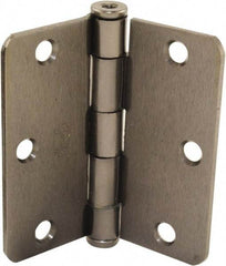 Hager - 3-1/2" Wide x 3-1/2" High Standard Weight Plain Bearing Residential Hinge - Round Edge, Steel, Black Nickel Finish - Caliber Tooling