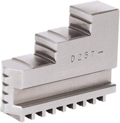 Samchully - 14 to 16" Chuck Diam Compatibility, Steel Square Serrated Hard Lathe Top Jaws - 2 Steps, 35mm Wide x 133mm Long x 101mm High - Caliber Tooling