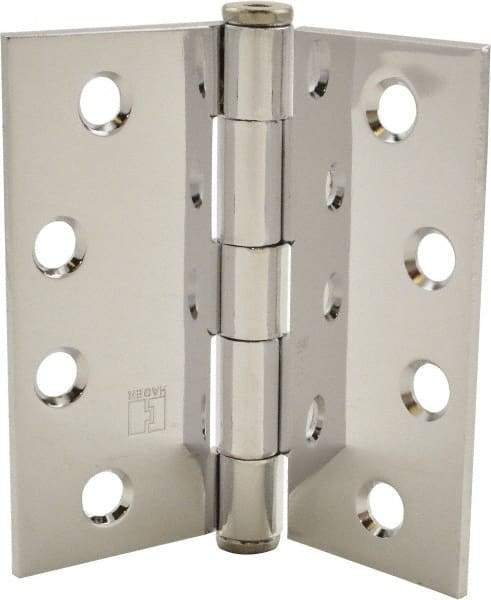 Hager - 4" Long x 4" Wide x 0.062" Thick, Steel Full Mortise Hinge - Bright Chrome Finish, 5 Knuckles - Caliber Tooling