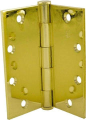 Hager - 5" Long x 5" Wide x 0.062" Thick, Steel Full Mortise Hinge - Bright Brass Finish, 5 Knuckles - Caliber Tooling