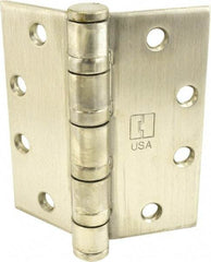 Hager - 4-1/2" Long x 4-1/2" Wide x 0.062" Thick, Stainless Steel Full Mortise Ball Bearing Hinge - Satin Stainless Steel Finish, 5 Knuckles - Caliber Tooling