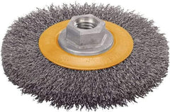 WALTER Surface Technologies - 4-1/2" OD, 5/8-11 Arbor Hole, Crimped Steel Wheel Brush - 5/8" Face Width, 1" Trim Length, 0.0118" Filament Diam, 12,500 RPM - Caliber Tooling