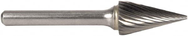 M.A. Ford - 3mm Cut Diam, 3mm Shank Diam, Cone Head Double Cut Burr - Carbide, Point End, 11.1mm LOC, 38mm OAL - Caliber Tooling