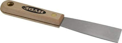 Hyde Tools - 1-1/4" Wide Steel Putty Knife - Stiff, Hardwood Handle, 7-3/4" OAL - Caliber Tooling