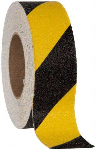 NMC - Black & Yellow Striped Anti-Slip Vinyl Tape - 2" Wide x 60' Long x 0.02" Thick, General Traffic - Caliber Tooling