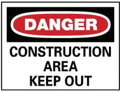 NMC - "Danger - Construction Area - Keep Out", 14" Long x 20" Wide, Aluminum Safety Sign - Rectangle, 0.04" Thick, Use for Security & Admittance - Caliber Tooling