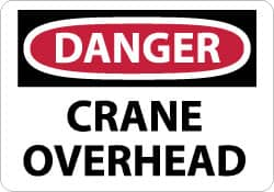 NMC - "Danger - Crane Overhead", 10" Long x 14" Wide, Aluminum Safety Sign - Rectangle, 0.04" Thick, Use for Accident Prevention - Caliber Tooling