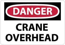 NMC - "Danger - Crane Overhead", 10" Long x 14" Wide, Pressure-Sensitive Vinyl Safety Sign - Rectangle, 0.004" Thick, Use for Accident Prevention - Caliber Tooling