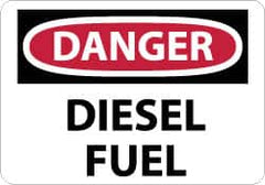 NMC - "Danger - Diesel Fuel", 10" Long x 14" Wide, Pressure-Sensitive Vinyl Safety Sign - Rectangle, 0.004" Thick, Use for Hazardous Materials - Caliber Tooling