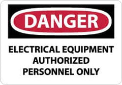 NMC - "Danger - Electrical Equipment - Authorized Personnel Only", 10" Long x 14" Wide, Aluminum Safety Sign - Rectangle, 0.04" Thick, Use for Accident Prevention - Caliber Tooling